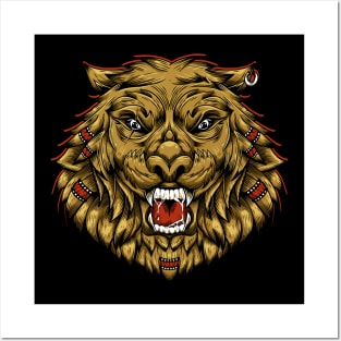 Lion head illustration Posters and Art